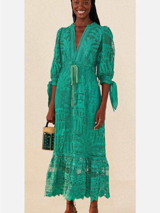 FARM Rio Dresses & Skirts - NWOT Farm Rio Green Morada Boa Guipure Dress with Slip Dress Underneath SOLD OUT